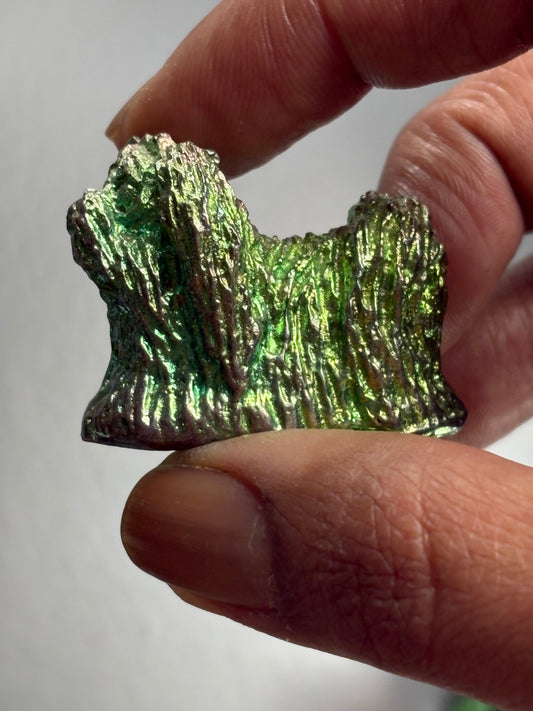 Green Teal Mini Dog Bismuth Crystal Metal Art Sculpture