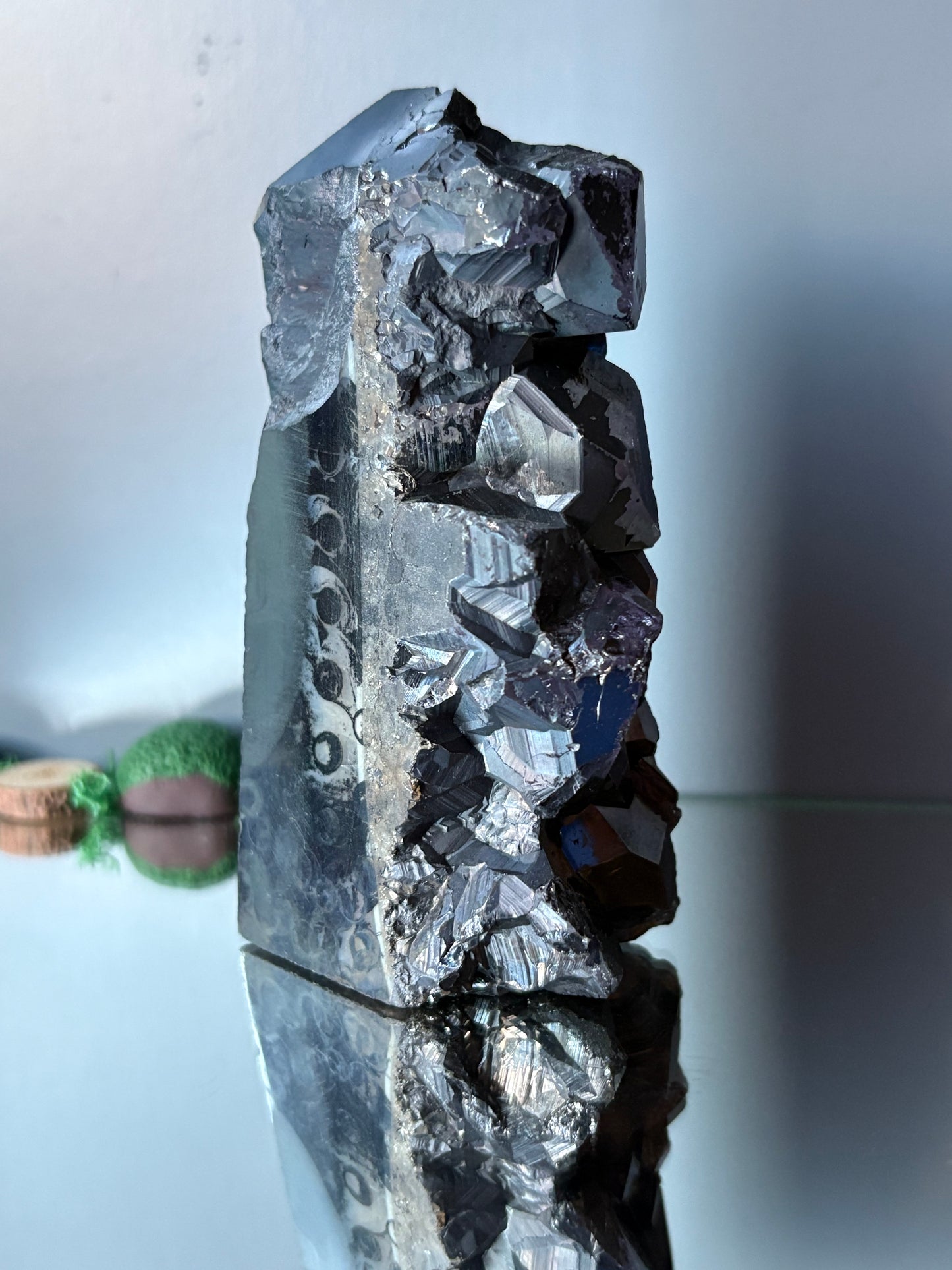 Black Aura Coated Amethyst Gemstone Crystal Cluster Tower Chunk (B)