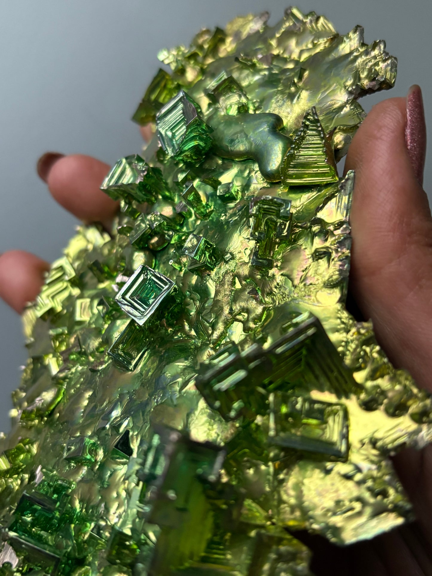 Kryptonite Green Bismuth Specimen Crystal Metal Art Large Slab