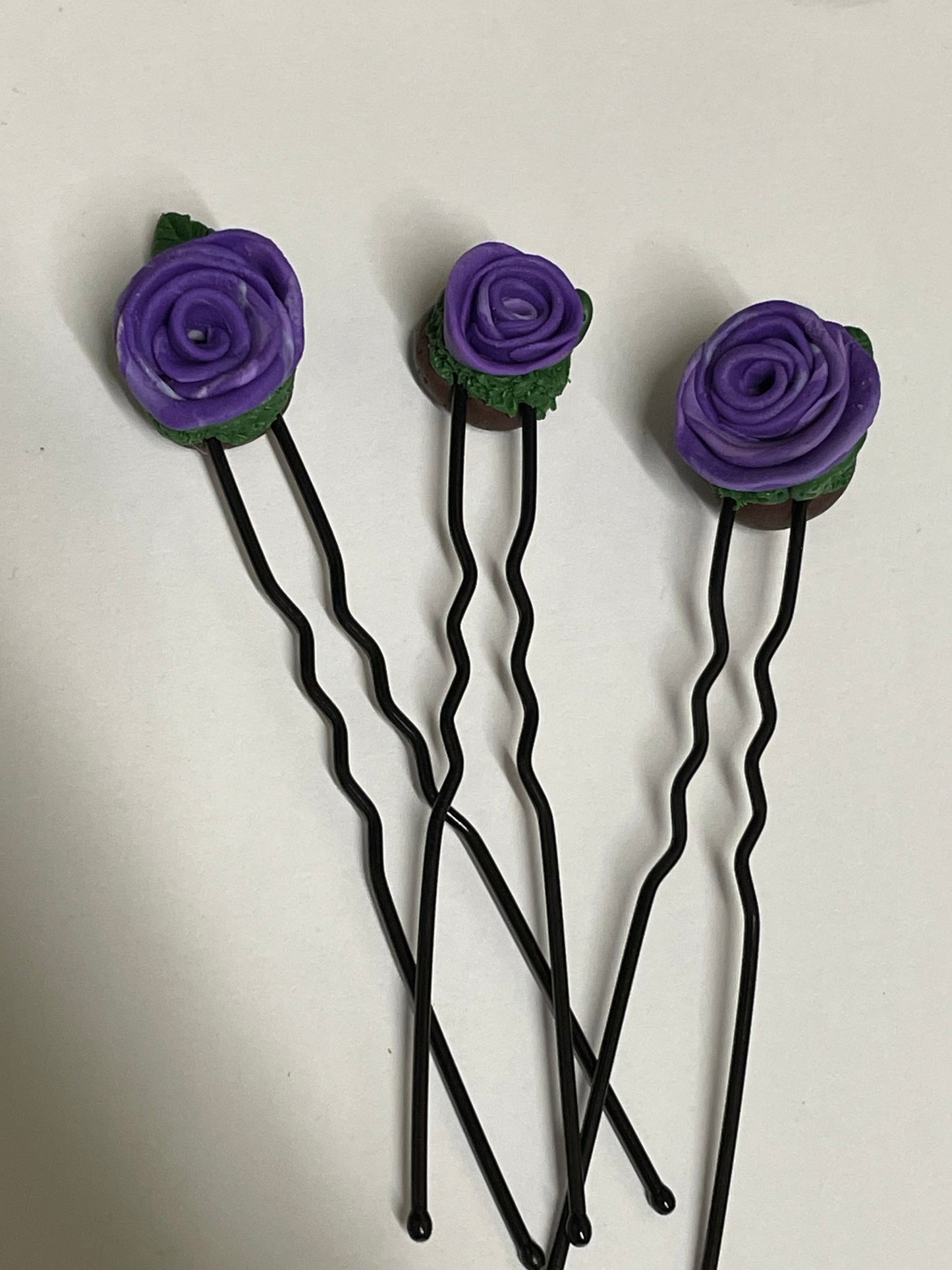 Enchanted Forest Rose Hair Pin Set - Purple