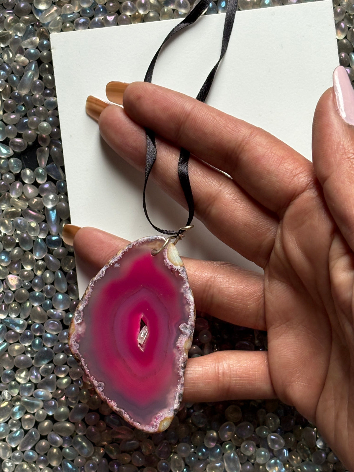 Agate Crystal Gemstone Slice Wall Tree Hanging (1)
