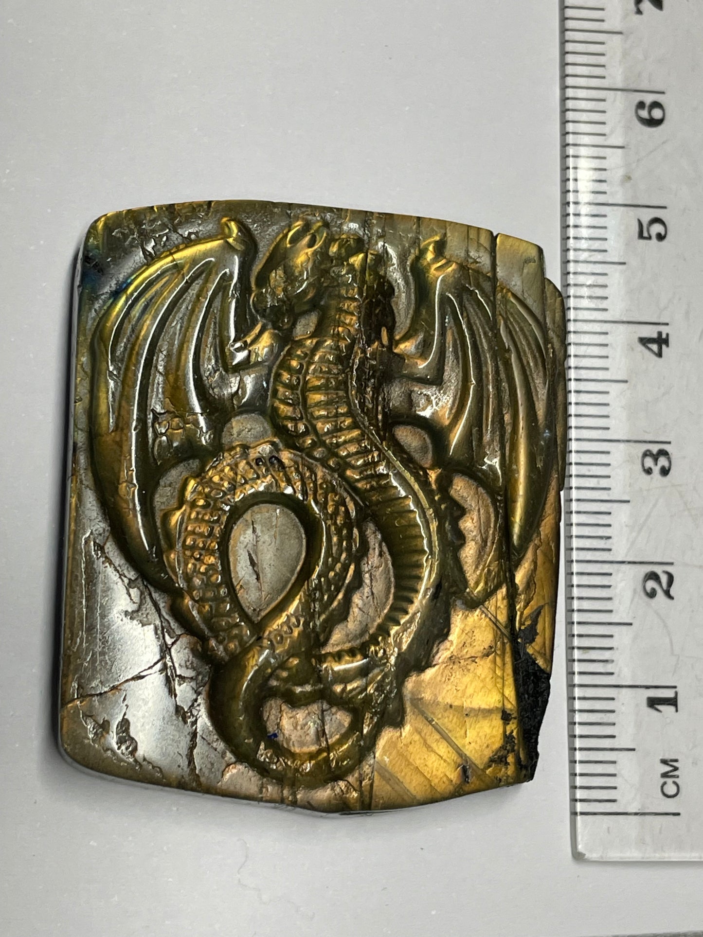 Labradorite Crystal Gemstone Flat Dragon Carving (2)