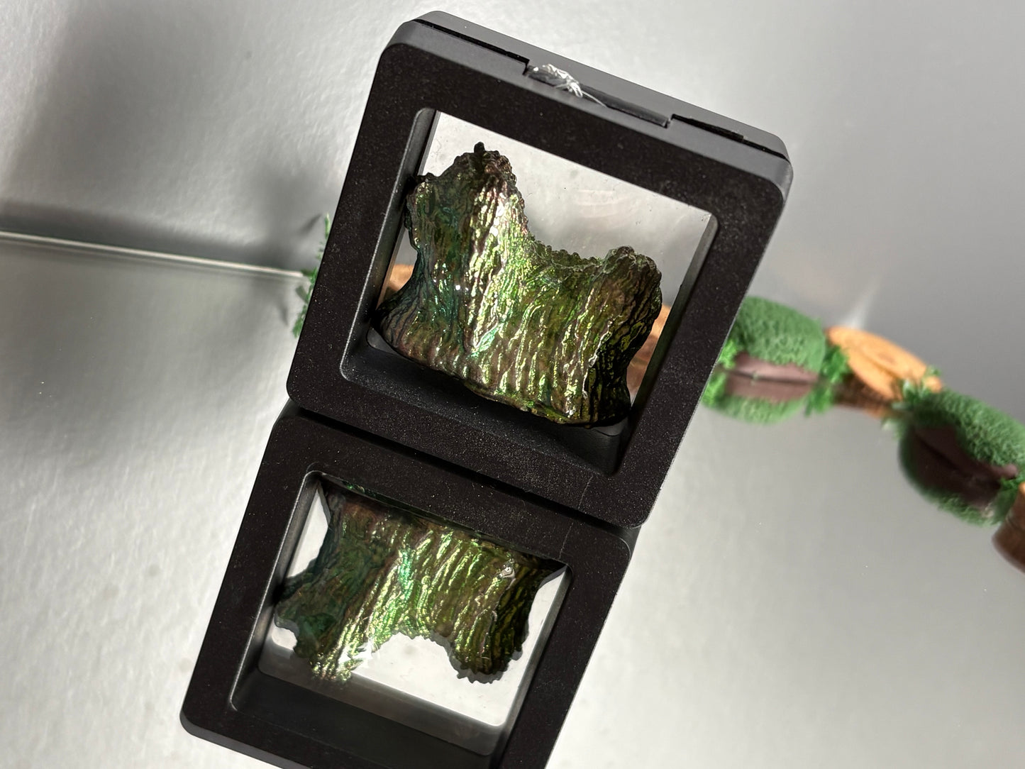 Green Teal Mini Dog Bismuth Crystal Metal Art Sculpture