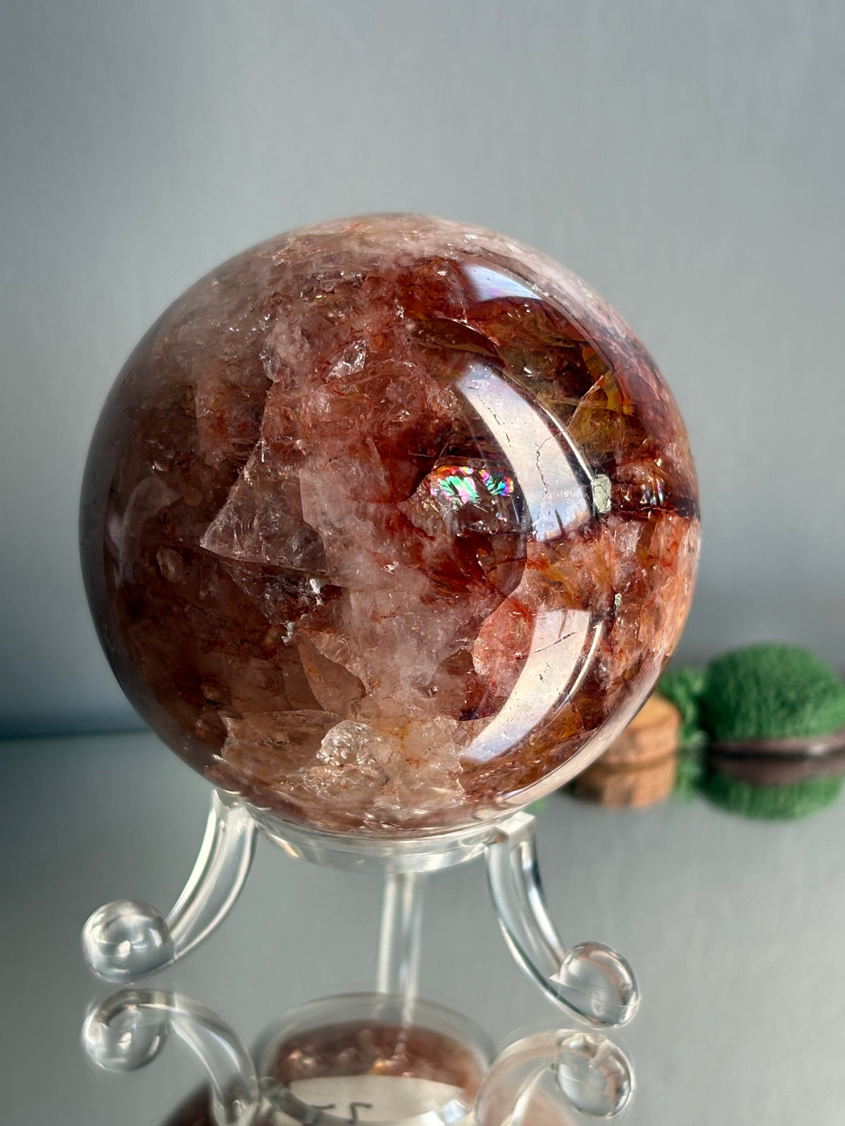 Fire Hematoid Quartz - Crystal Gemstone Sphere - L (2)
