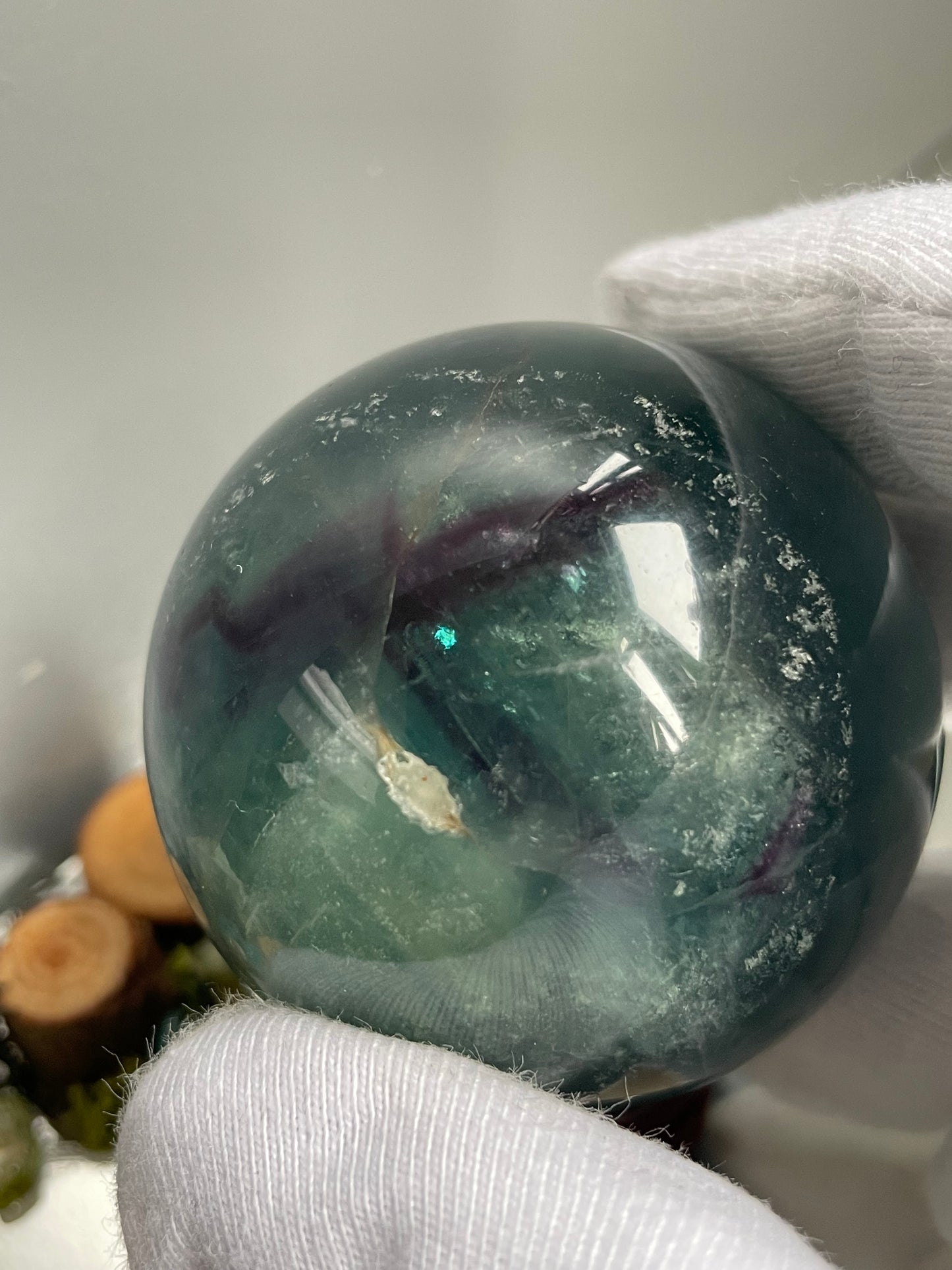 Teal Blue Purple Fluorite Gemstone Crystal Sphere (3)