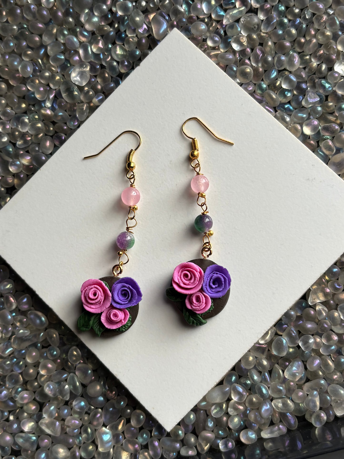 The Posy Quartz Crystal Gemstone Gold Earrings (1)