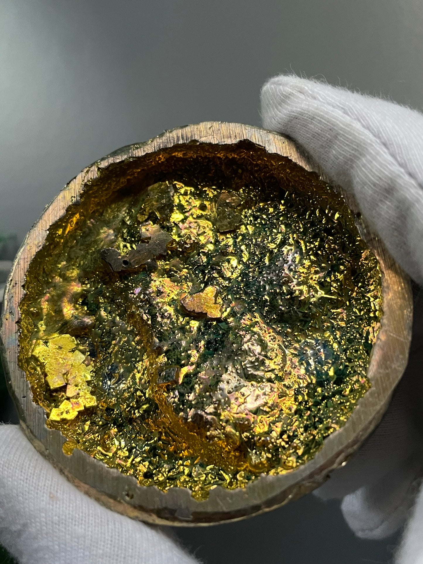 Gold Bismuth Crystal Sun Moon Metal Art Sculpture