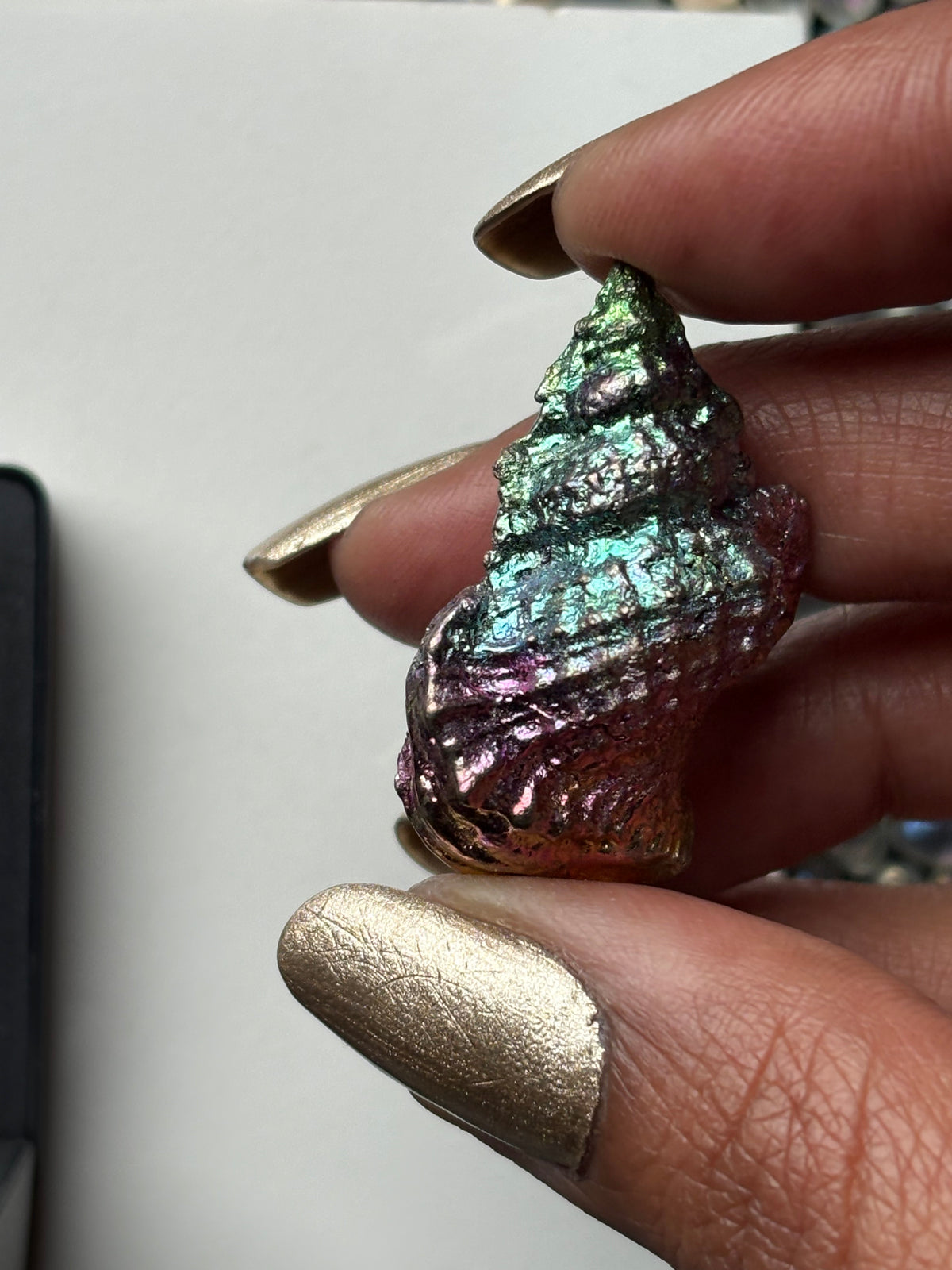 Rainbow Bismuth Crystal Tulip Sea Shell Metal Art Sculpture