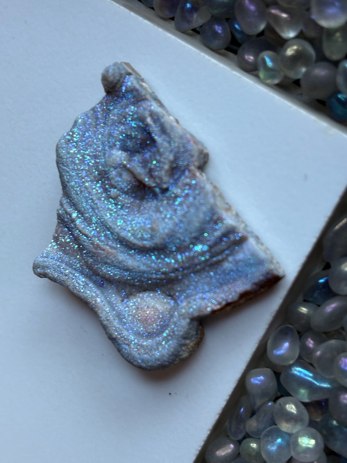 Blue Aura Druzy Chalcedony Crystal Gemstone Galaxy Slice (2)