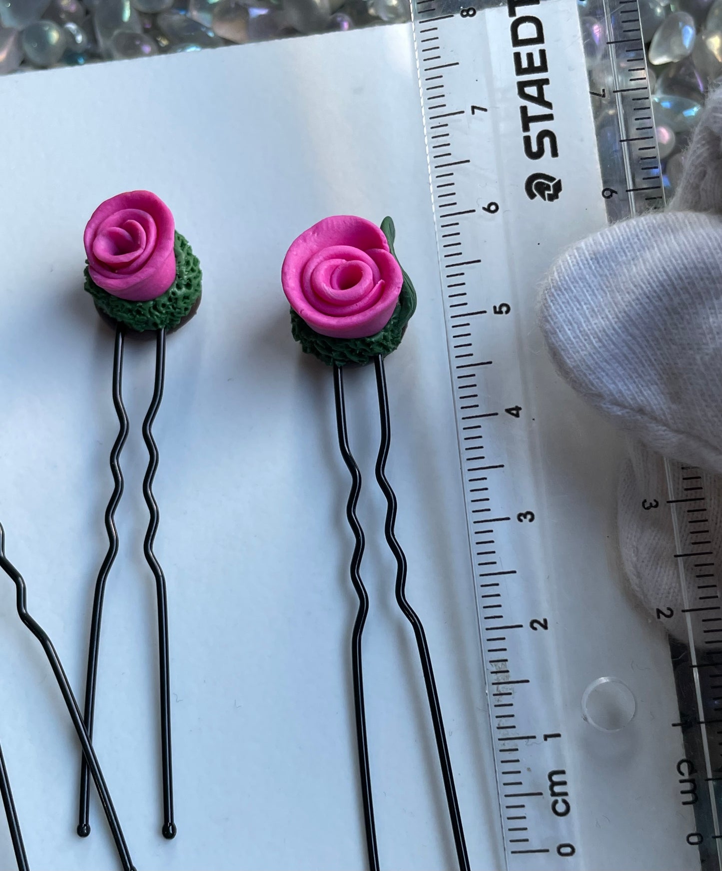 Enchanted Forest Rose Hair Pin Set - Pink