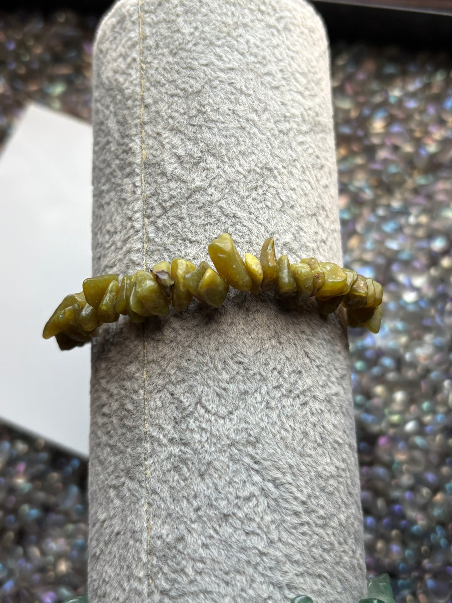 Green Jade Crystal Gemstone Rough Stretch Bracelet