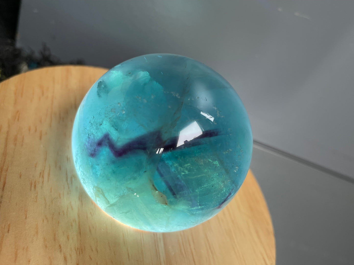 Teal Blue Purple Fluorite Gemstone Crystal Sphere (3)