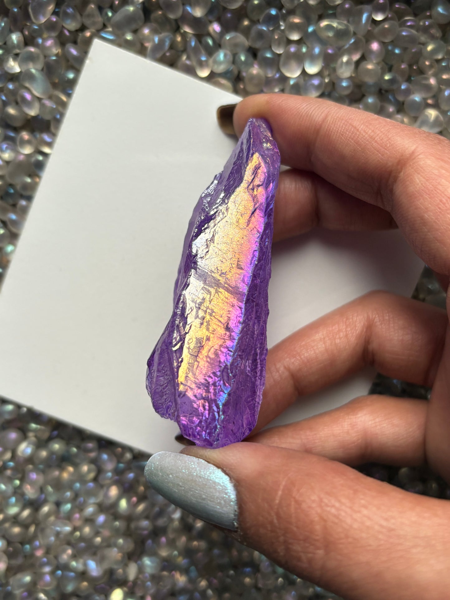 Purple Aura Quartz Rough Gemstone Crystal Unicorn Tear - Large