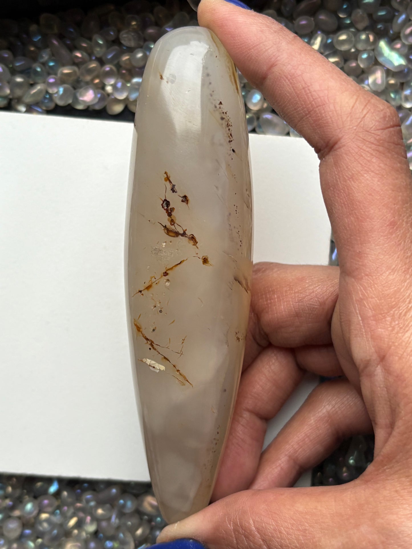 Dendritic Agate Crystal Gemstone Massage Wand — Self-care Tool - Medium