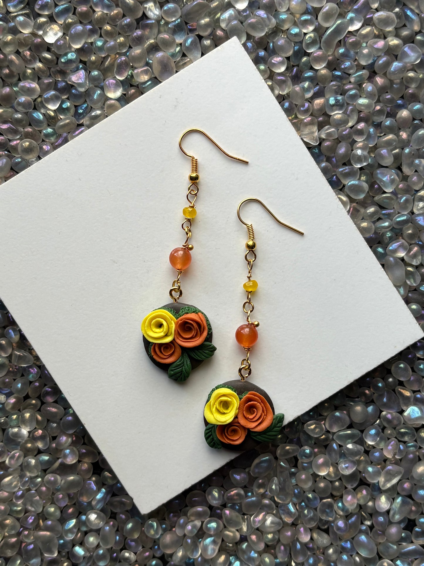 The Posy Quartz Crystal Gemstone Gold Earrings (2)