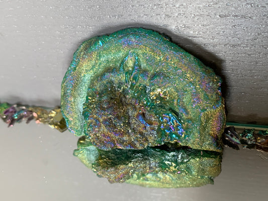 Green Aura Druzy Chalcedony Crystal Gemstone - Galaxy Slice - no 2