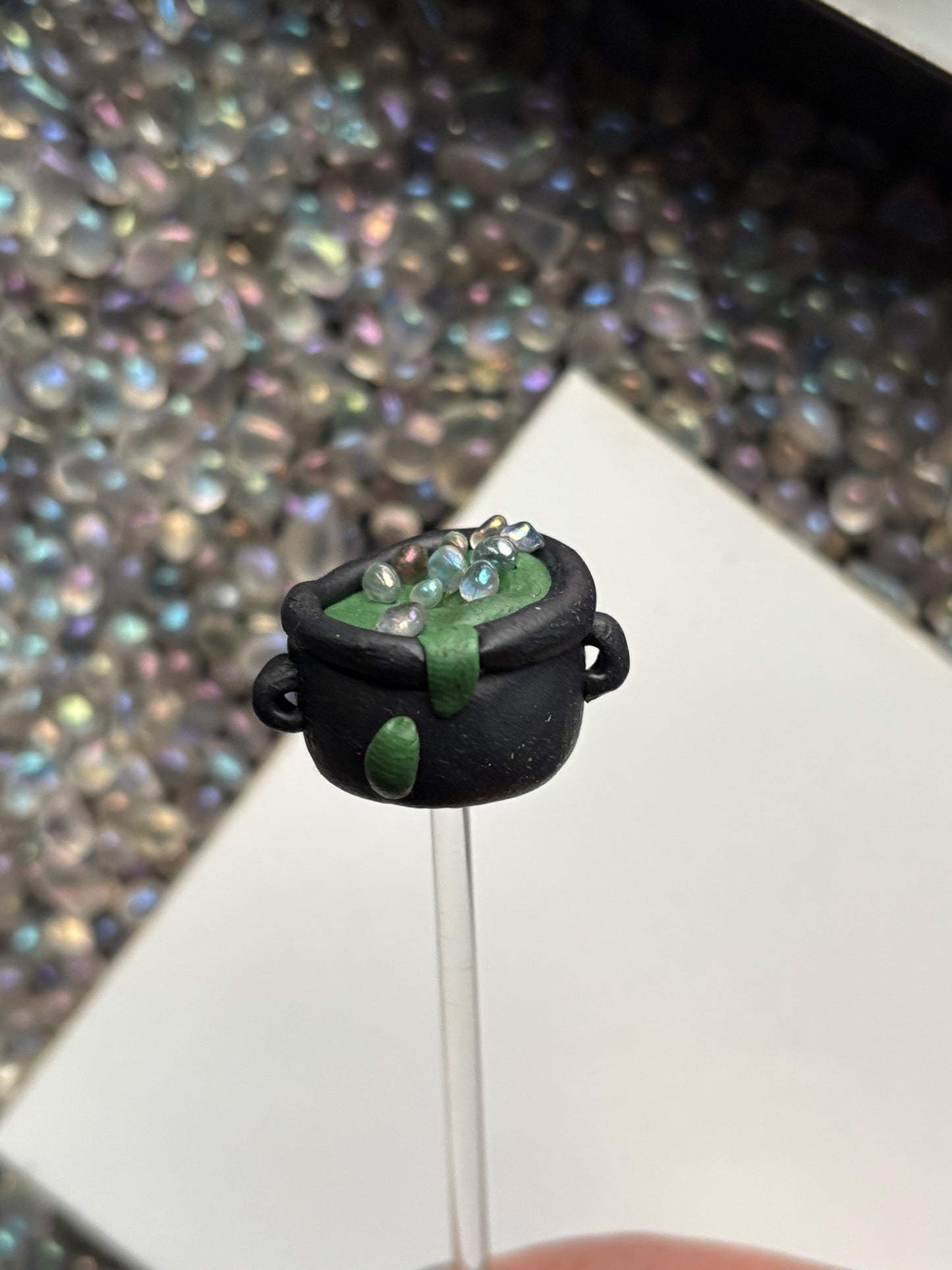 Aura Quartz Green Cauldron Clay Art Plant Pot Buddy