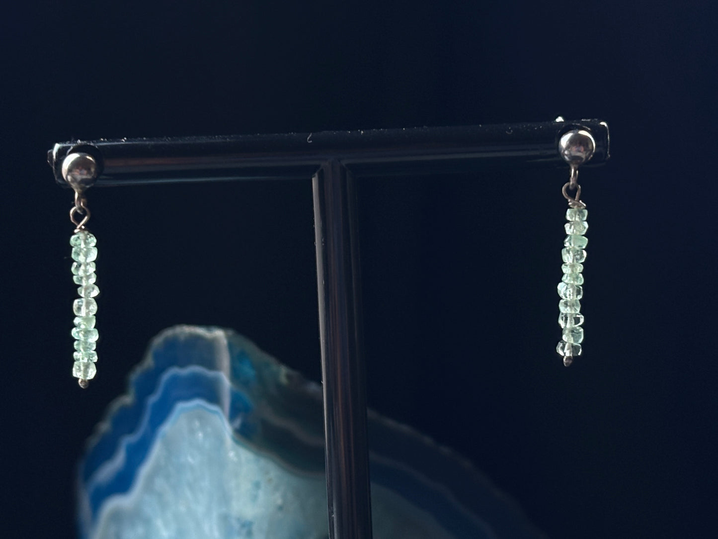 Colombian Emerald Rondelle Crystal Gemstone 925 Silver Earrings (Certified)
