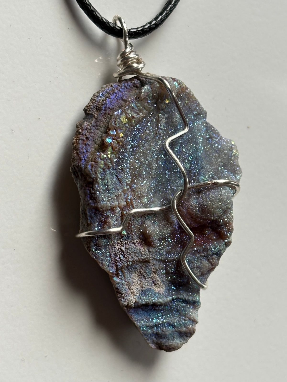 Aura Druzy Chalcedony Crystal Gemstone - Galaxy Slice - Necklace (2)