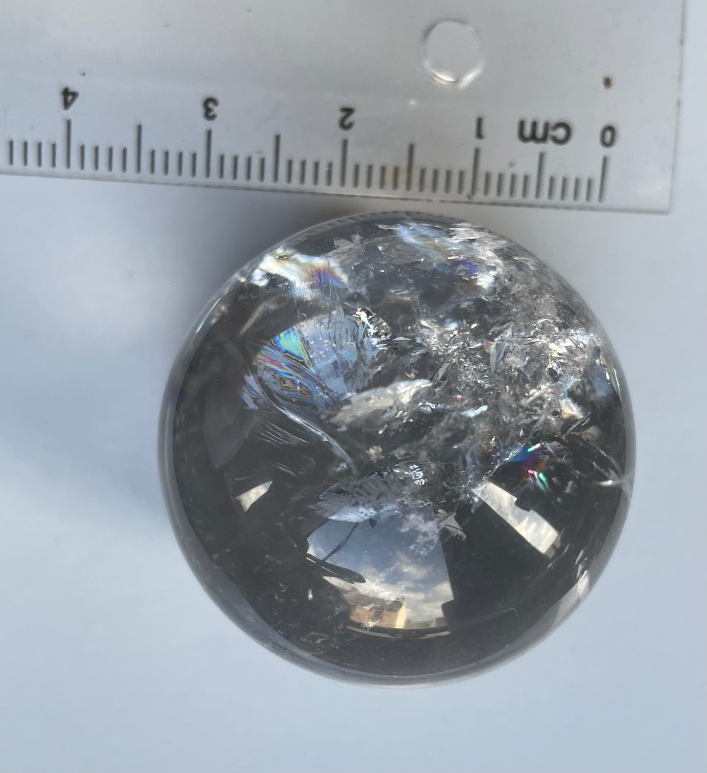 Rainbow Quartz Crystal Gemstone Sphere Clay Ruby Ring Holder Gift Set