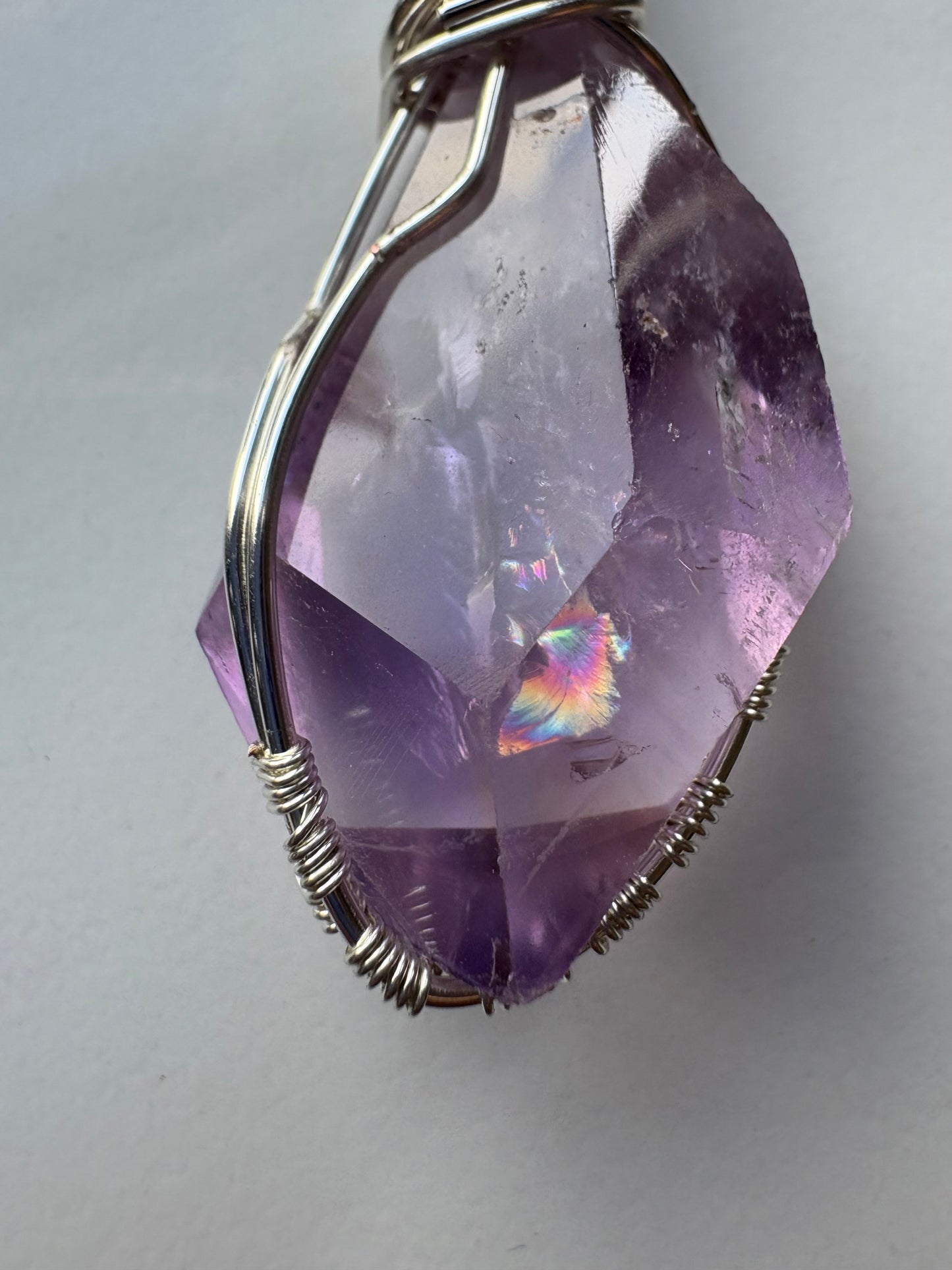 Ametrine Faceted Freeform Crystal Gemstone Silver Necklace (1)
