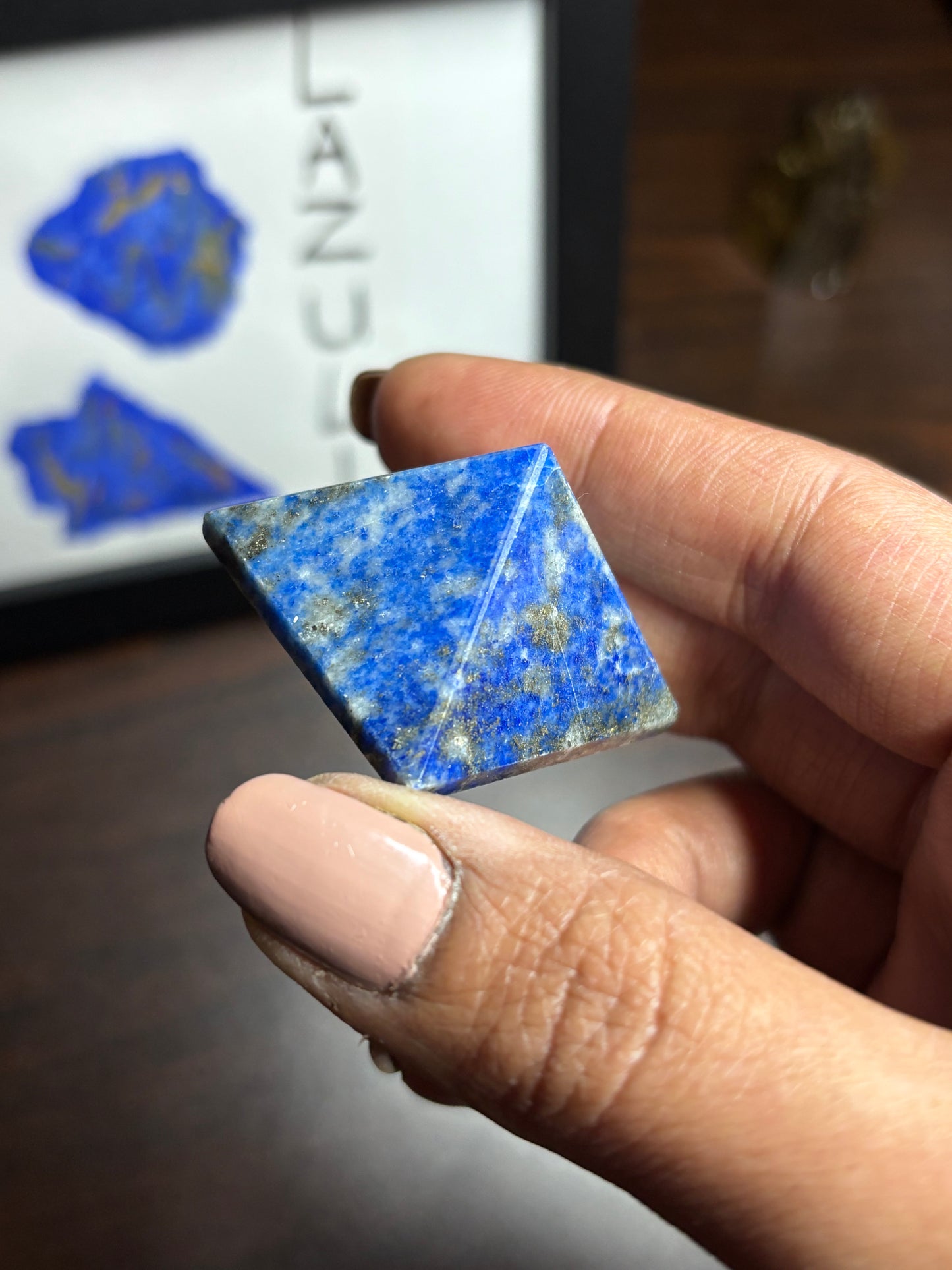 Lapis Lazuli Gemstone Crystal & Watercolour Painting Framed Gift Set