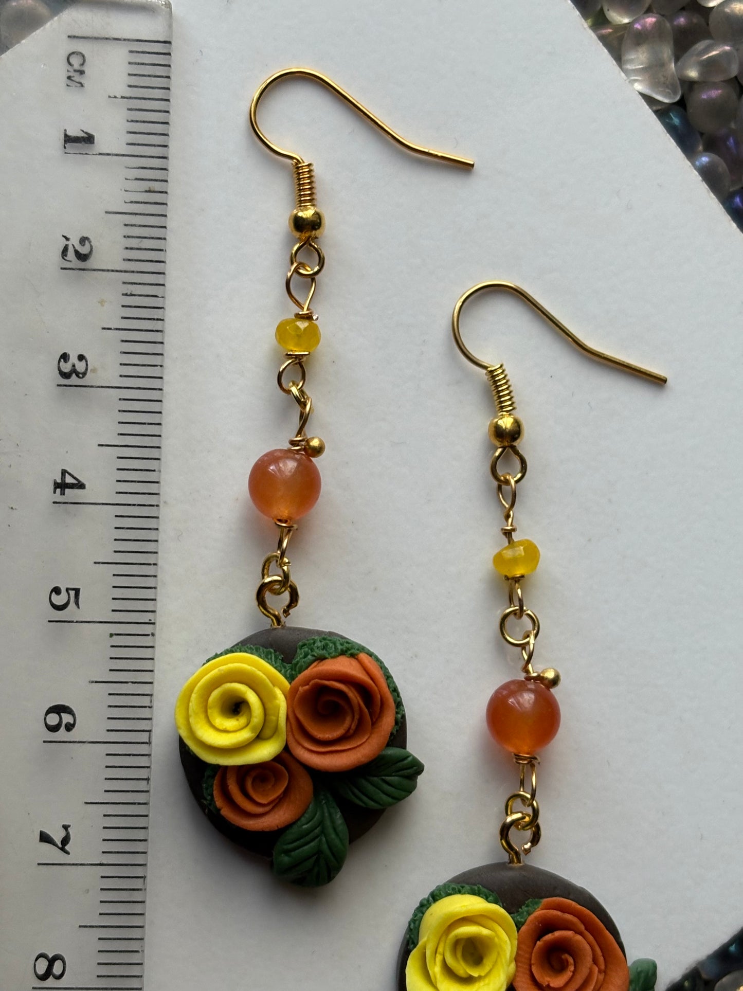 The Posy Quartz Crystal Gemstone Gold Earrings (2)