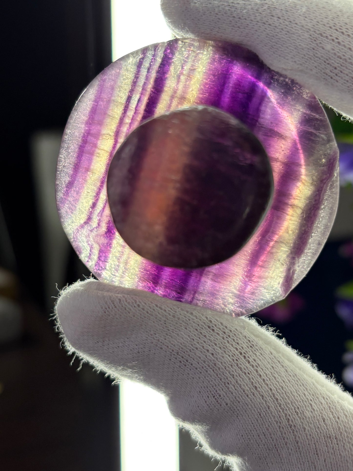 Purple Yellow Fluorite Crystal Gemstone Mushroom Carving (2) - Medium