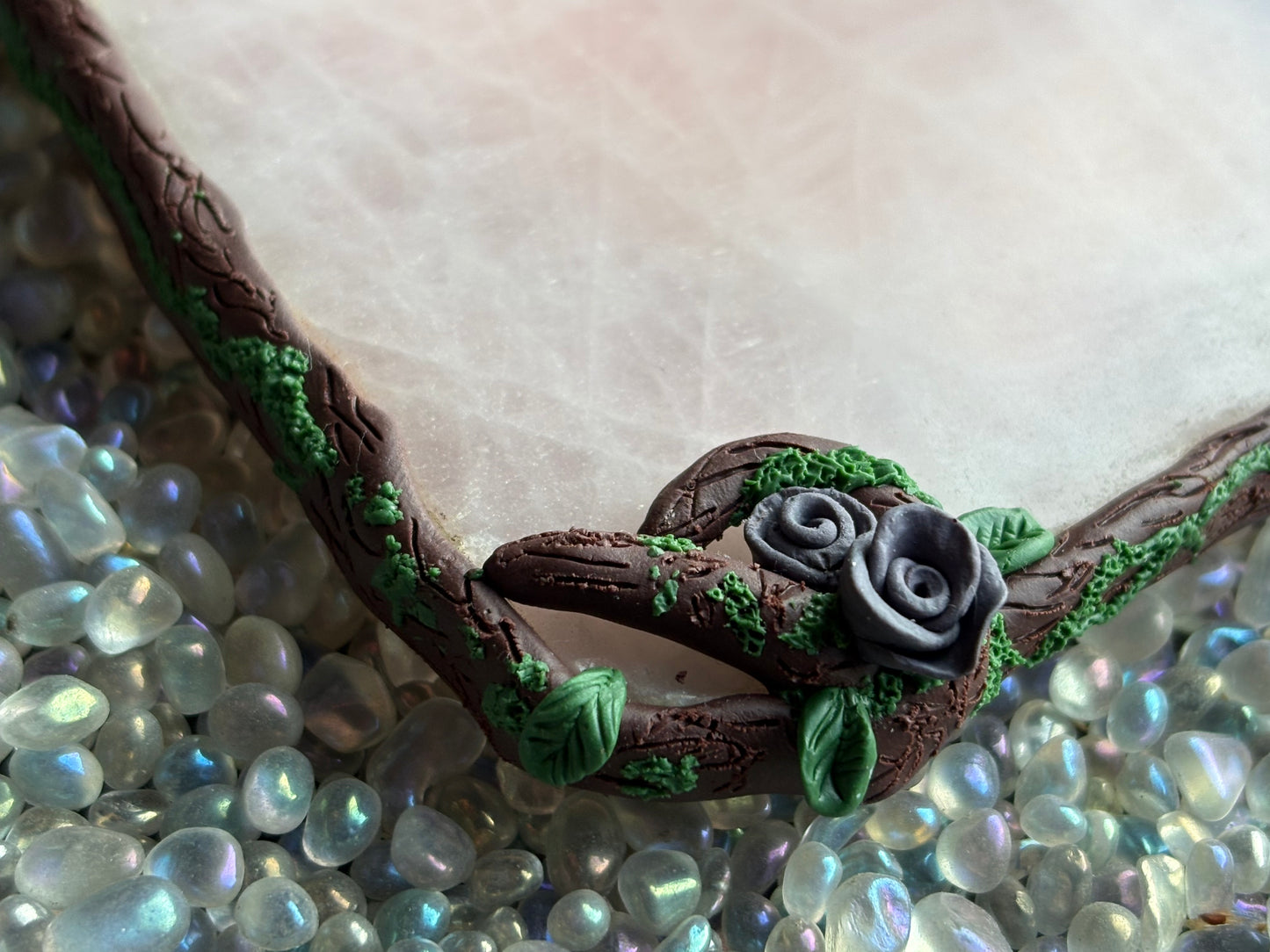 Enchanted Forest Rose Quartz Crystal Gemstone Coaster