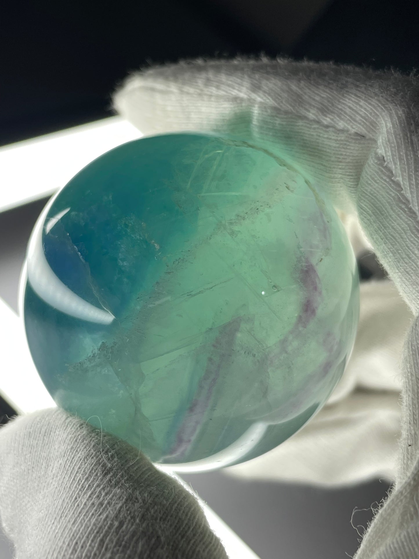 Teal Purple Fluorite Gemstone Crystal Sphere (1)