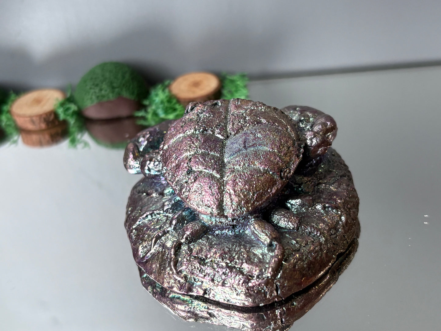 Purple Bismuth Crystal Crab Carving Metal Art