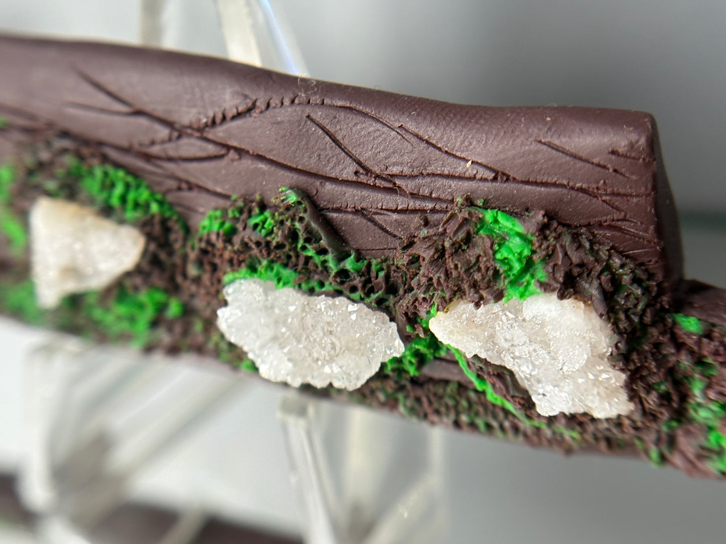 Druzy Quartz Crystal Gemstone Enchanted Forest Wooden Clay Knife