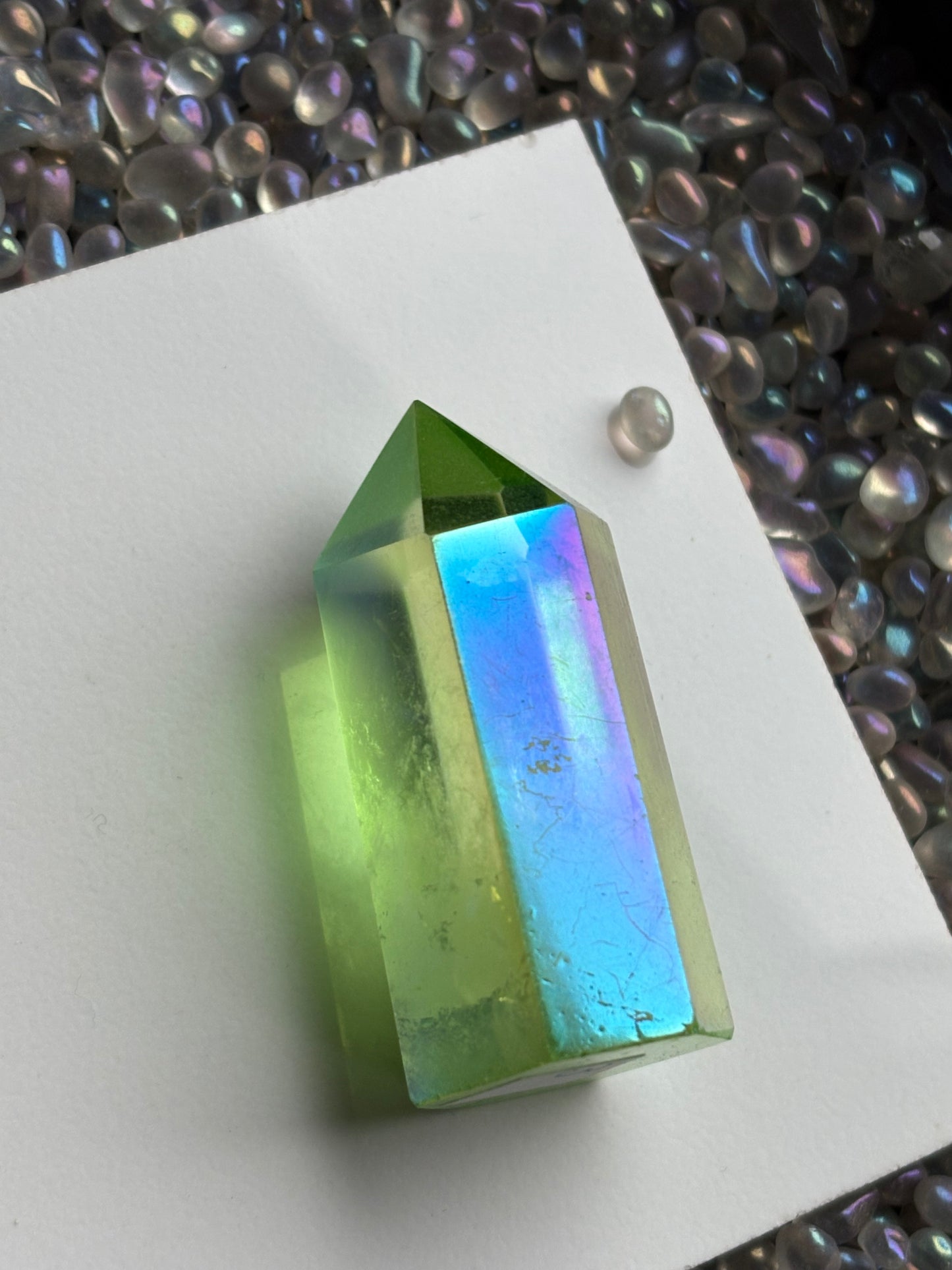 Apple Green Aura Quartz Crystal Gemstone Tower Point (3)