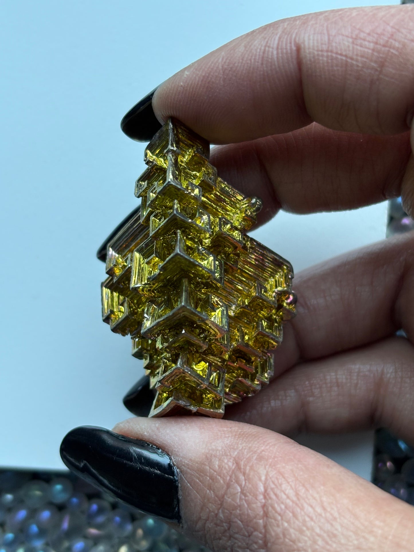 Gold Bismuth Crystal Specimen Metal Art G3