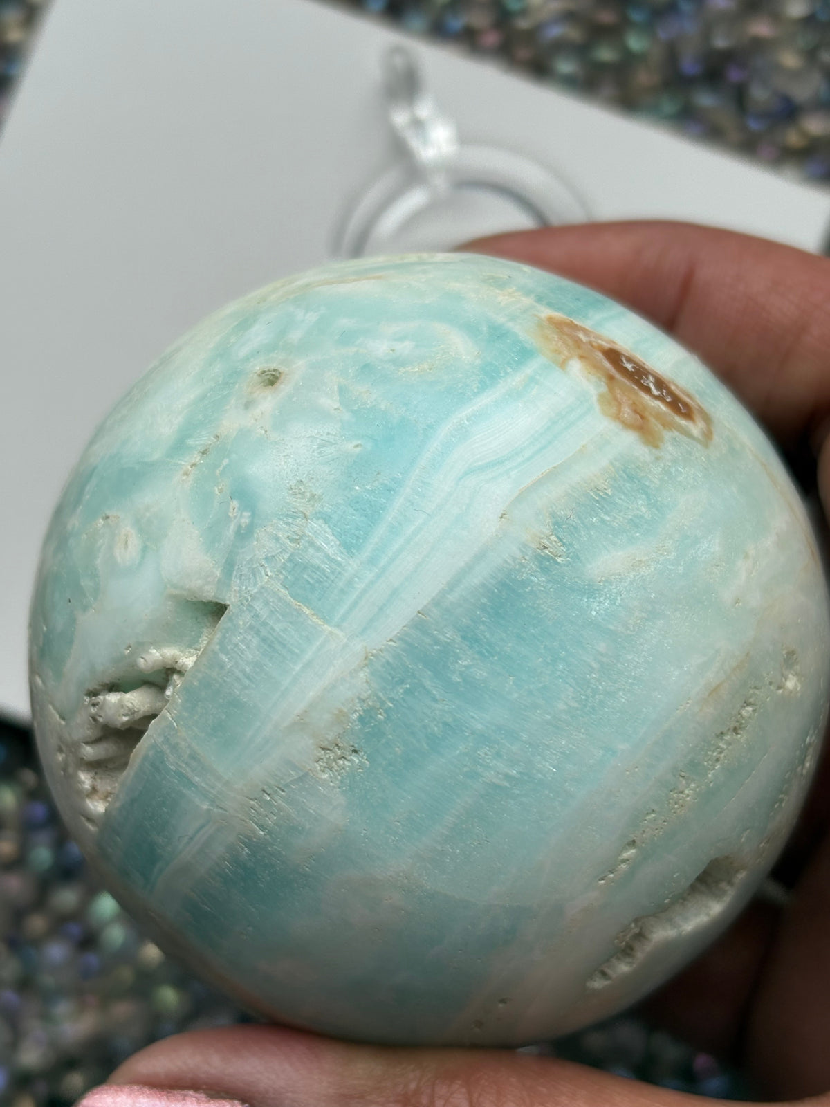 Caribbean Calcite Aragonite Crystal Gemstone Sphere (3)