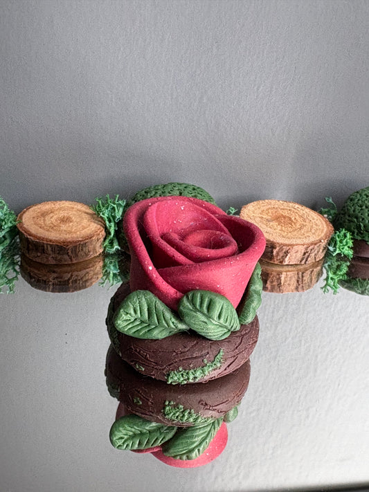 Rose Plant Enchanted Forest Clay Sphere Mini Holder - Dark Pink Glitter