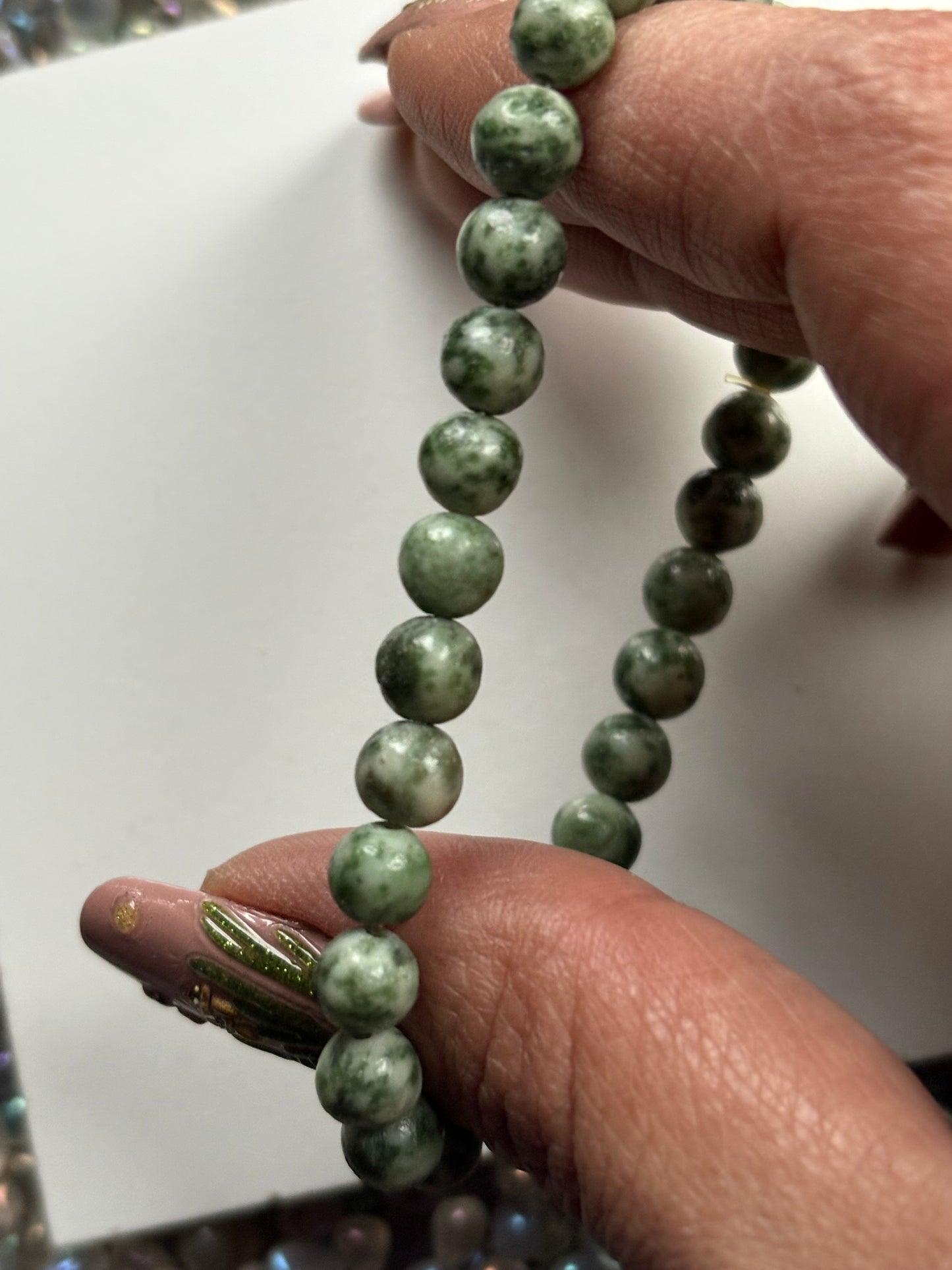 Tree Agate Crystal Gemstone Stretch Bracelet