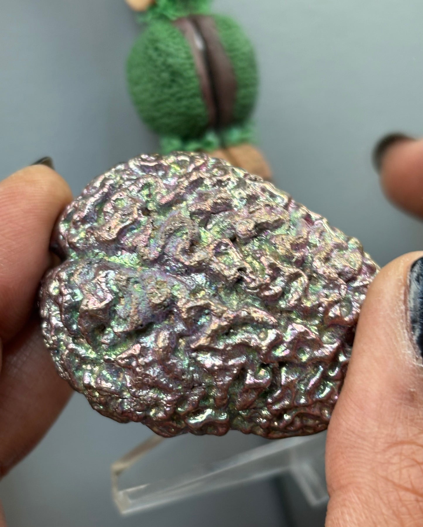 Purple Blue Bismuth Crystal Brain Metal Art Sculpture