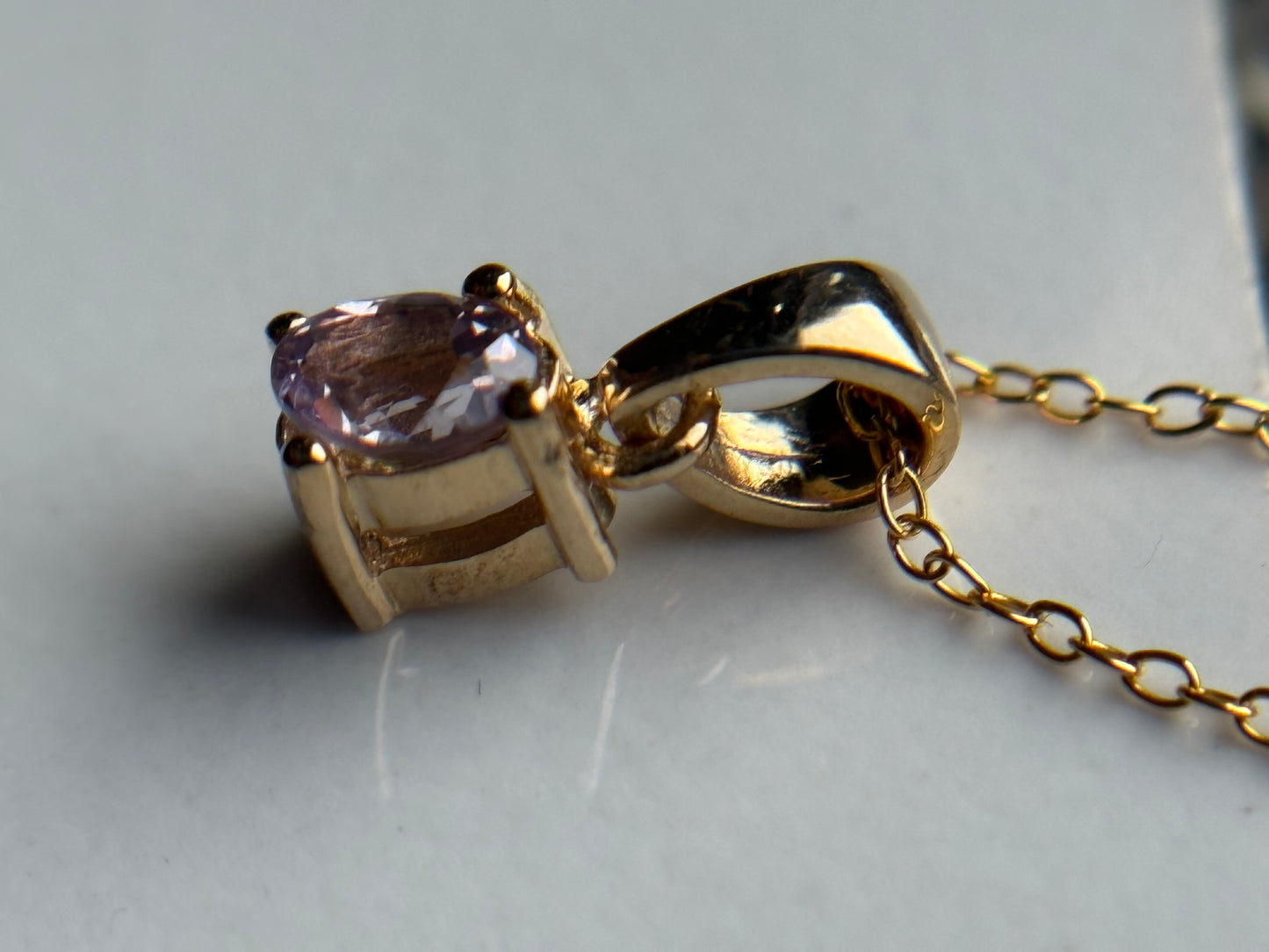 Pink Spinel Oval Gemstone Gold 925 Sterling Silver Necklace