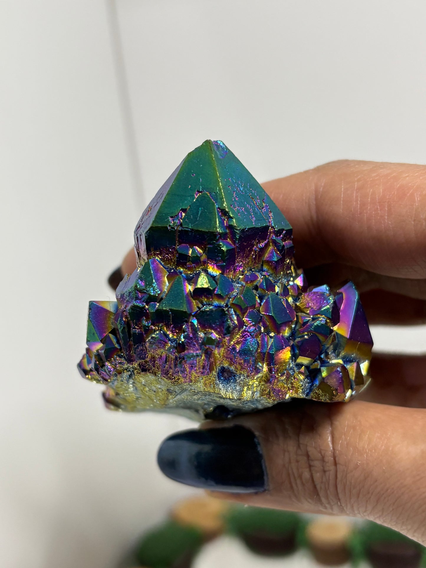 Titanium Aura Elestial Amethyst Crystal Gemstone Cluster