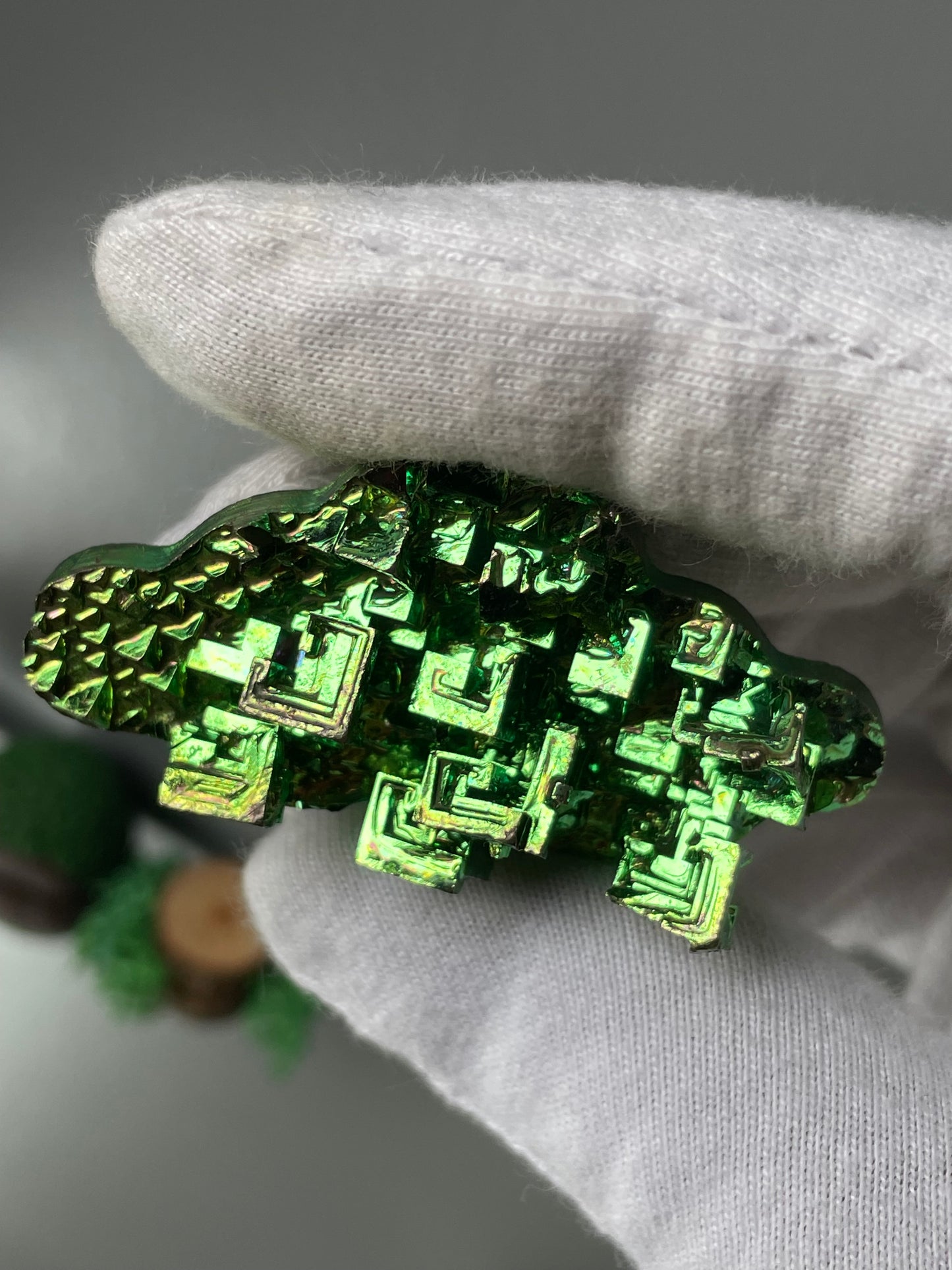 Green Bismuth Crystal Cloud Cut Out Metal Art
