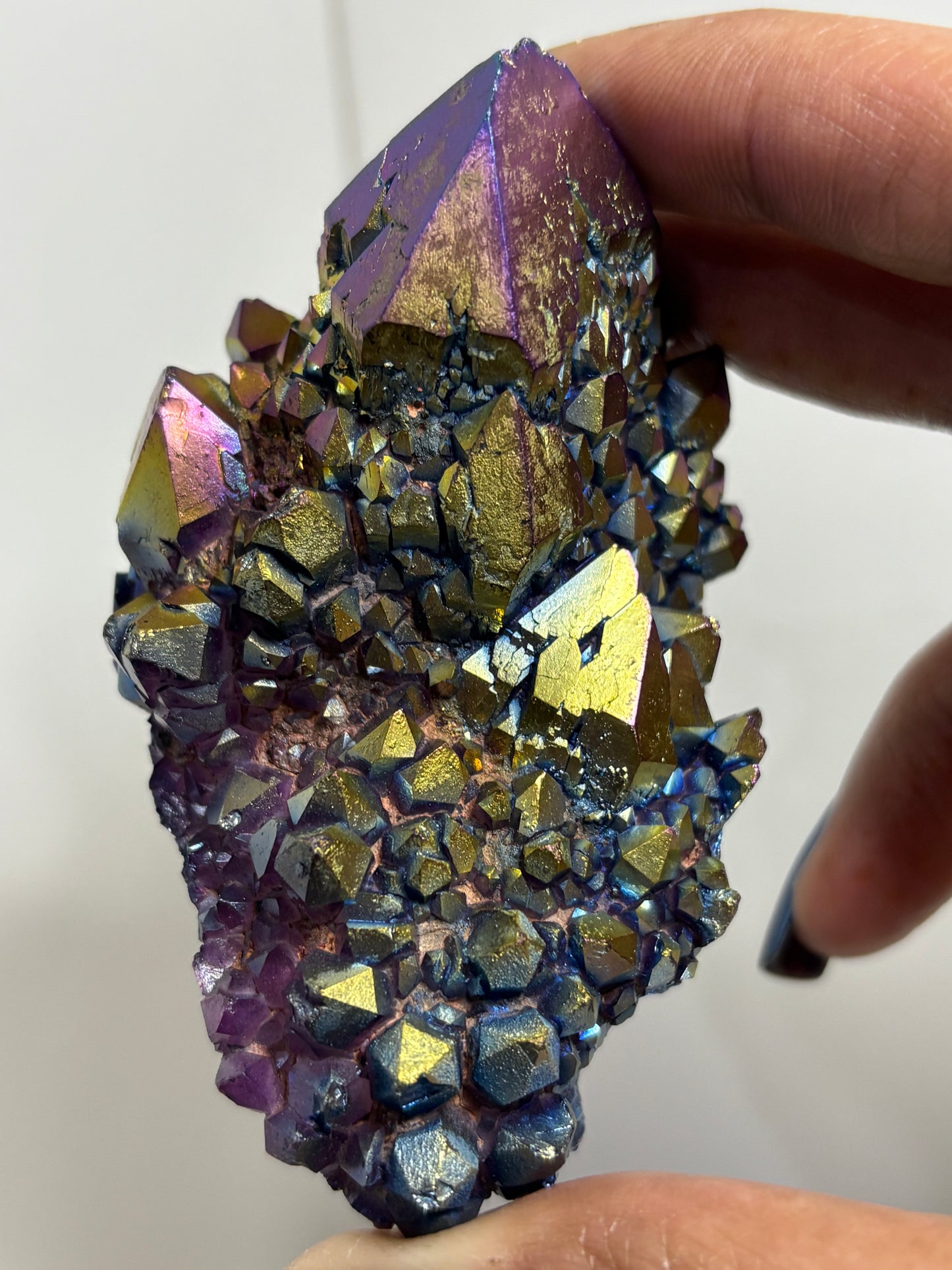 Titanium Aura Elestial Amethyst Crystal Gemstone Cluster