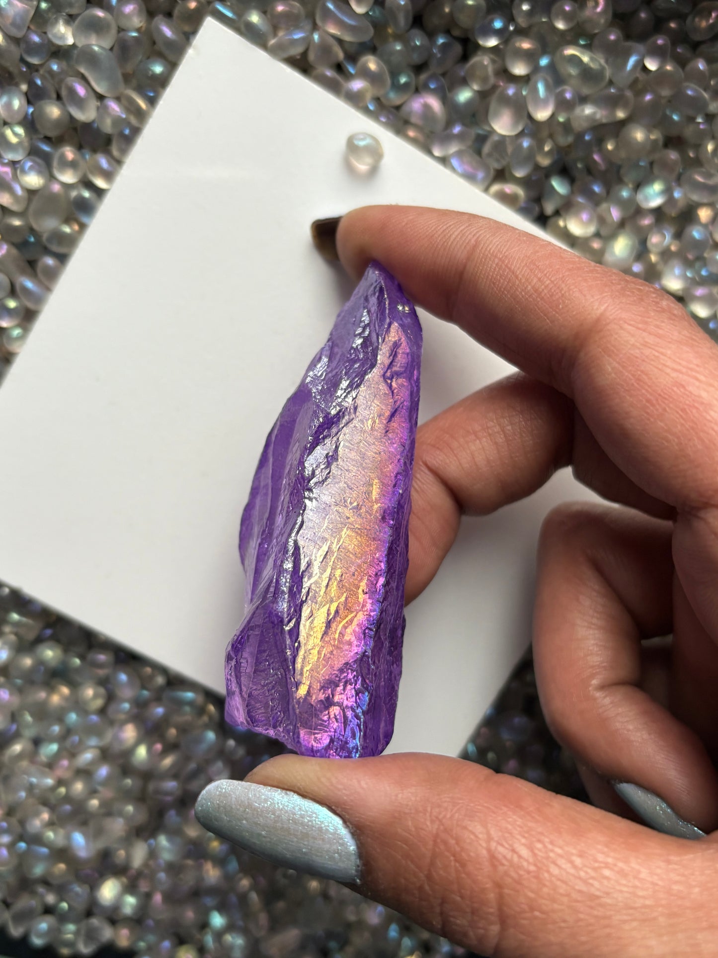 Purple Aura Quartz Rough Gemstone Crystal Unicorn Tear - Large