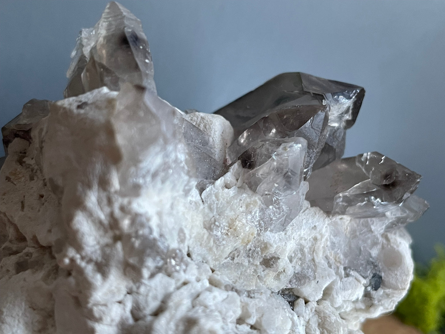 Smoky Quartz Epidote & Albite Rough Crystal Gemstone Cluster Mineral Specimen