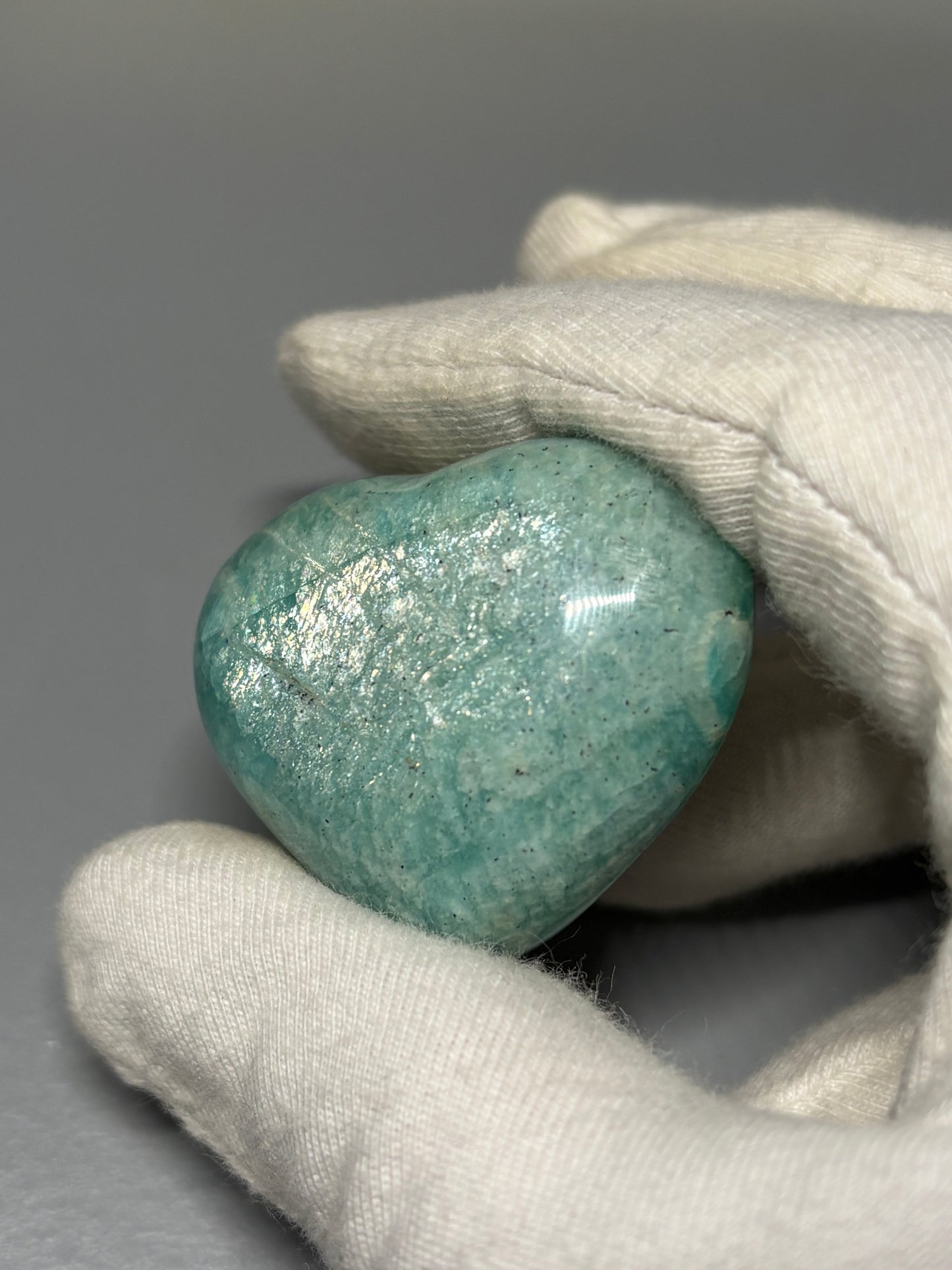 Amazonite Crystal Gemstone Puffy Heart Carving (A)