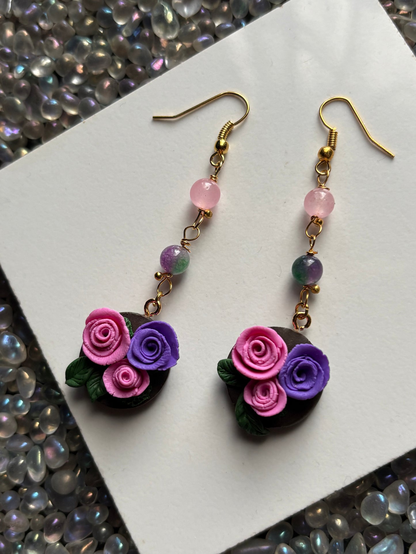 The Posy Quartz Crystal Gemstone Gold Earrings (1)