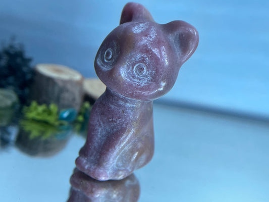 Rhodonite Micro Pocket Pet Cat Crystal Gemstone Carving