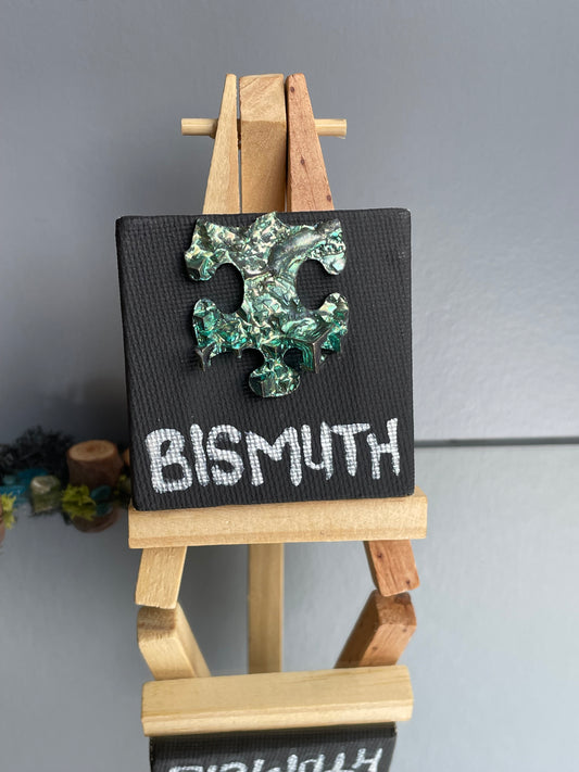 Teal Bismuth Puzzle Crystal Mini Canvas Easel Art