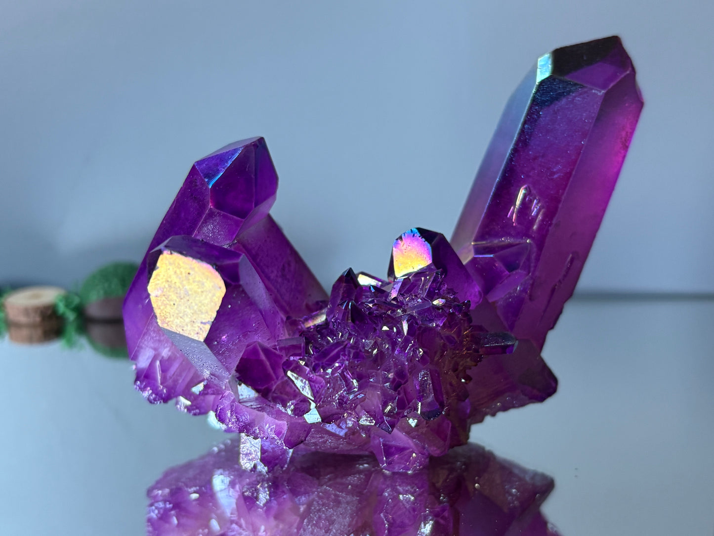 Purple Aura Quartz Crystal Gemstone Cluster - Large