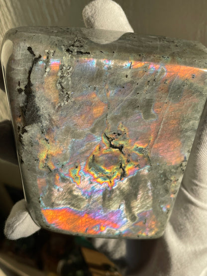 Rainbow & Orange Labradorite Crystal Gemstone Cut Base Freeform (2)